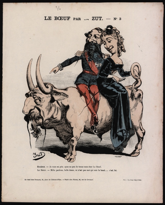 Napoleon lll, Eugenie and General Le Boeuf; Zut (Alfred Le Petit);  1870 -1871; CPCAR031