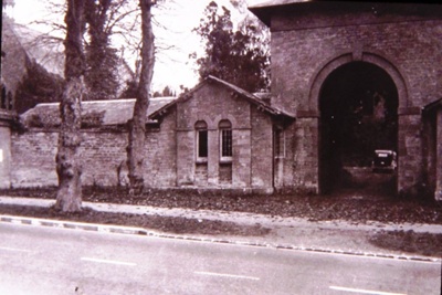 A 35mm black and white slide showing the entrance to the Workhouse with ...