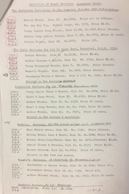 Weigel Patterns Weigel's patterns; PRE 1966; 2011.5916 | eHive