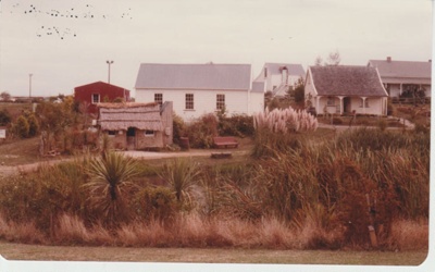 Looking across the pond to the sod cottage; 1980s; 2019.105.02