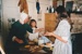 Lois Abram with Verity and Rowan Southern,in costume in Briody's Cottage.. in Howick Historical Village.; P2021.105.19