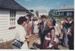 Diana Litten, Alan Highet and Morrin Cooper talking with a lady in costume; 8/03/1980; 2019.100.48