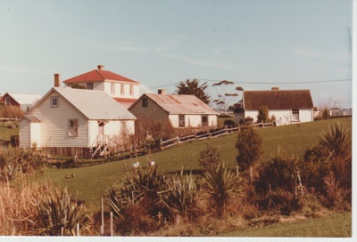 Looking across the village to the rear of three cottages; La Roche, Alan; 1/03/1983; 2019.109.04