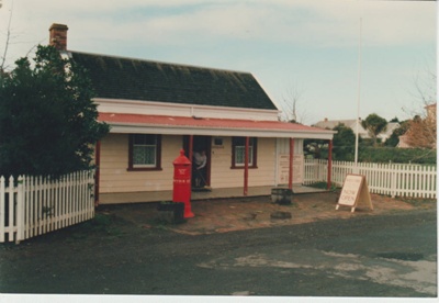 The red postbox outside Brindle Cottage; Harris, Josie; 1980s; 2019.111.02