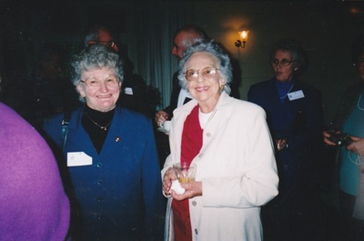 Wilma Coppins and Kath Sibun at the 50th anniversary celebration of the Howick and Districts Historical Society in Bell House.; La Roche, Alan; 20 May 2012; P2022.27.13
