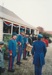 Celebrating Queen Victoria's birthday at Howick Historical Village. Showing soldiers lined up outside Brindle Cottage, being addressed by the sergeant; 21 May 1995; P2021.96.03