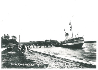The PS Wakatere tied up at Bucklands Beach Wharf; c1930; 2017.027.85