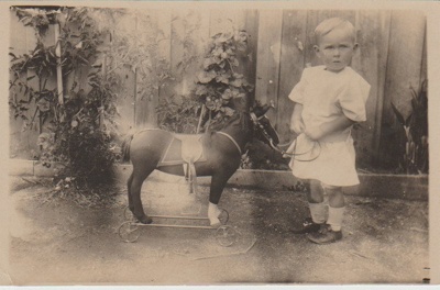 Alan or Will Gilmour with a horse toy.; c1890; 2018.353.05