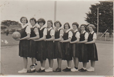 Howick District High School Secondary A basketball team; Sefton, William John, Penrose; 1949; 2019.071.29