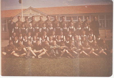 Howick District High School class and teacher; 1948-1950; 2019.080.03