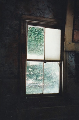 Detail of the rear window of Sergent Ford's cottage, built c1870. ; La Roche, Alan; April 1994; P2021/51.12