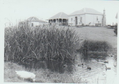 Looking across the pond at the Howick Historical Village; 1/05/1993; 2019.122.21