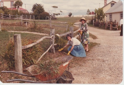 Marin Burgess and Jean Blake weeding and planting in HHV; La Roche, Alan; 1/03/1983; 2019.109.10