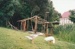 Hemi Pepene's whare (cottage) at the Howick Historical Village, showing the roof structure in place..; La Roche, Alan; December 2000; P2020.96.03