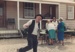 Alan la Roche (in costume) outside Eckford's Homestead in Howick Historical Village on a Live Day.; 1986; P2021.118.04