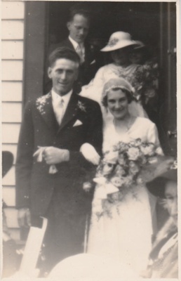 Arnold and Ruth Stafford on ther wedding day.; P2022.49.01