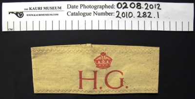 Home guard armband WW2; c.1939-1945; 2010_282_1