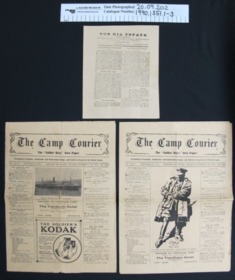 WW1 soldiers newspapers; 19th Reinforcements; 1916-1917; 1990_1351_1-3