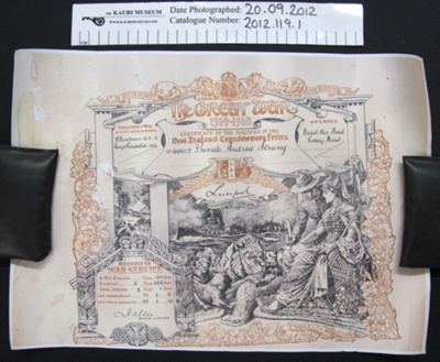 The Great War 1914-1918 Certificate; 1919; 2012_119_1