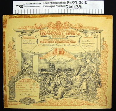 Great War Certificate; 1919; 2001_391