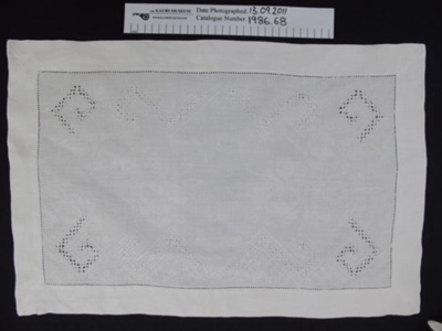 Linen tray cloth; Unknown; Unknown; 1986_68