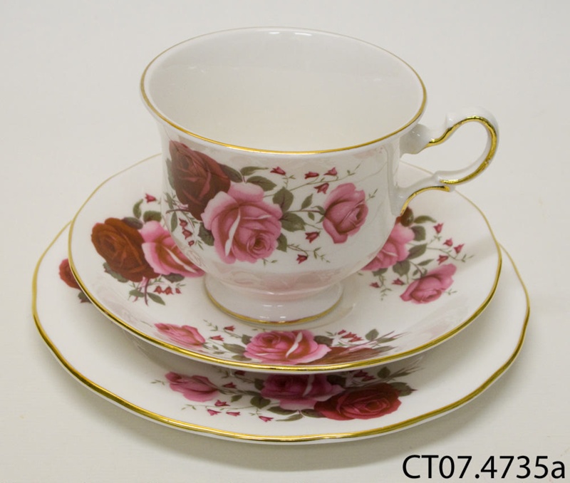 Teacup, saucer and side plate; Shore & Coggins Ltd (Queen Anne); c1945 ...