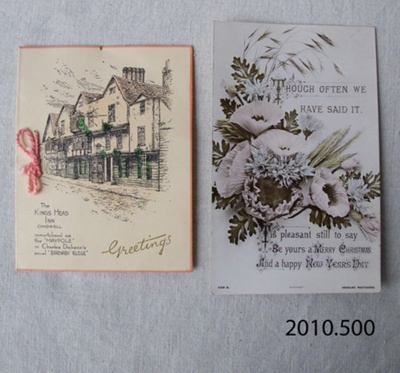 Postcard, greeting card, Christmas greetings, early 20th century; [?]; Early 20th century; 2010.500
