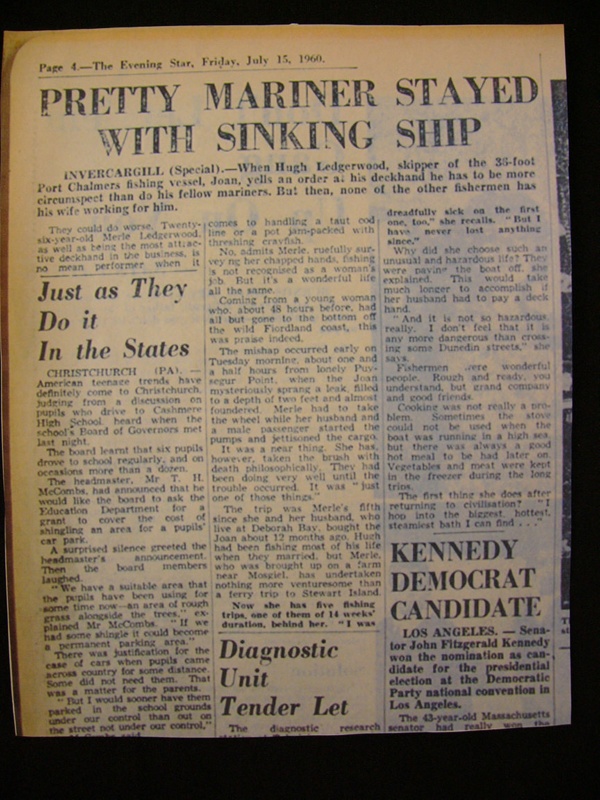 Photocopy of newspaper article Pretty Mariner Stayed with Sinking Ship. Merle L... eHive