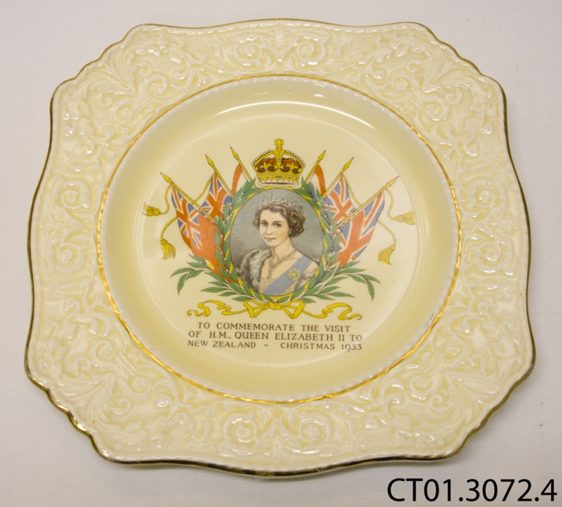 Plate, commemorative; Grimwades Ltd; c1953; CT01.3072.4 on NZ Museums