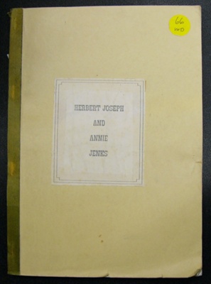 Genealogical document, Herbert Joseph and Annie Jenks; Jenks, H S ; 1988; 2010.156