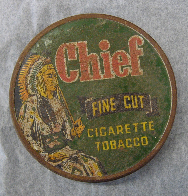 Round tobacco tin Chief Fine Cut Cigarette Tobacco; Fletcher, Humphreys & Compa... eHive