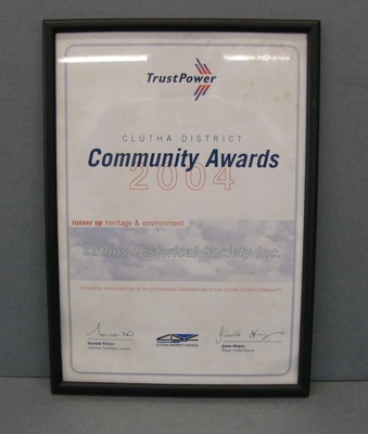 Framed certificate.; Trust Power; 2004; 0000.1073