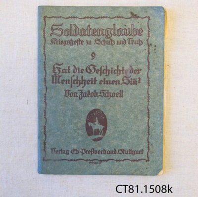 Book, German book, WWI; [?]; Early 20th century; CT81.1508k