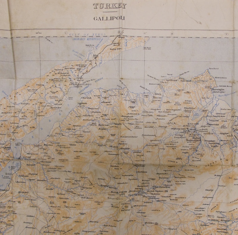 Map of Turkey Gallipoli, 1915; British War Office; 1915; CT78.836 Owaka Museum and Catlins