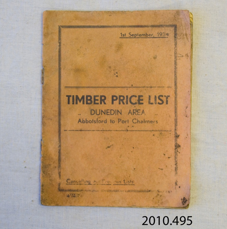 Price list, Timber, Dunedin Area, 1st September, 1934.; Coulls