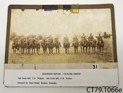 Photograph [Catlins Mounted Rifles]; [?]; early 20th century [?]; CT79.1066e