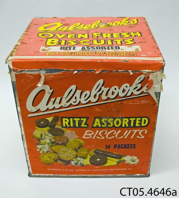 Tin, biscuit; Aulsebrook & Co; [?]; CT05.4646a on NZ Museums