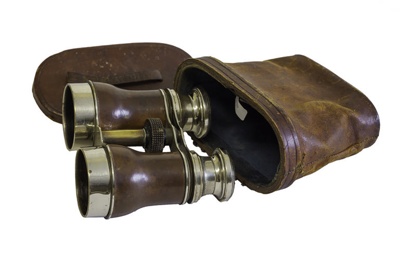 Binoculars in Brown Leather Case; 565