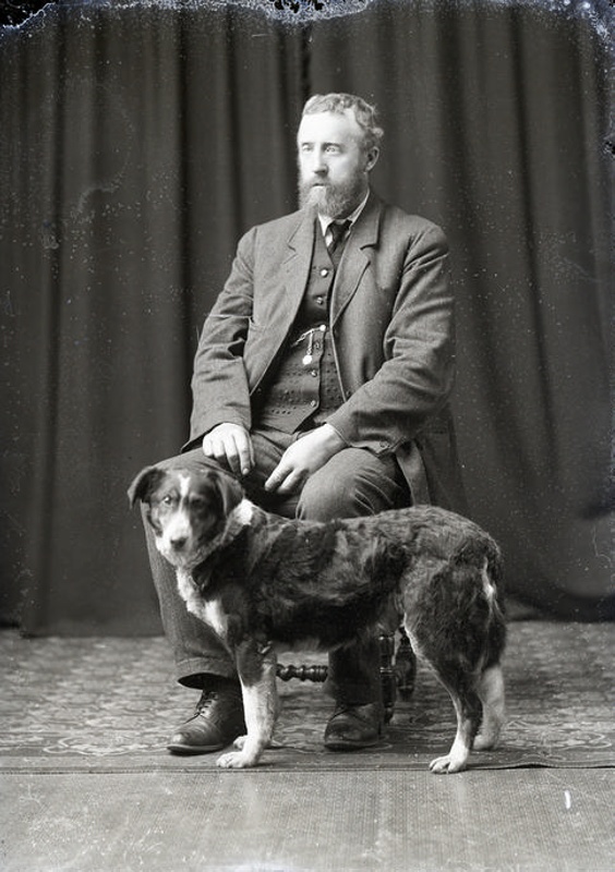 Man with dog portrait; 376 on NZ Museums