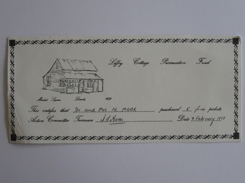 Certificate / Liffey Cottage Preservation Fund