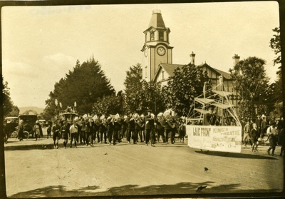 Band leading parade on Arawa Street, Rotorua image item