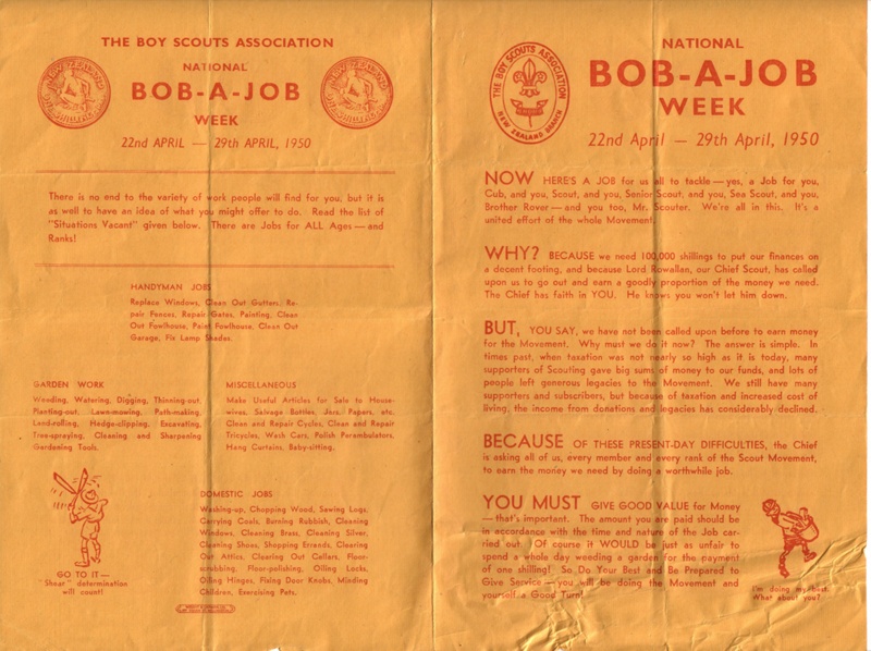 1950 Bob for Job campaign, promotional leaflet for Scouts eHive