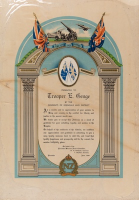 Certificate, Trooper H. Genge ; Unknown; 1946; WY.2000.41