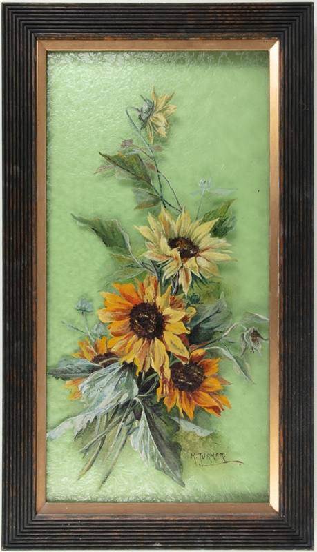 Glass Painting, Framed Sunflowers; Turner, M; 1910-1920; WY