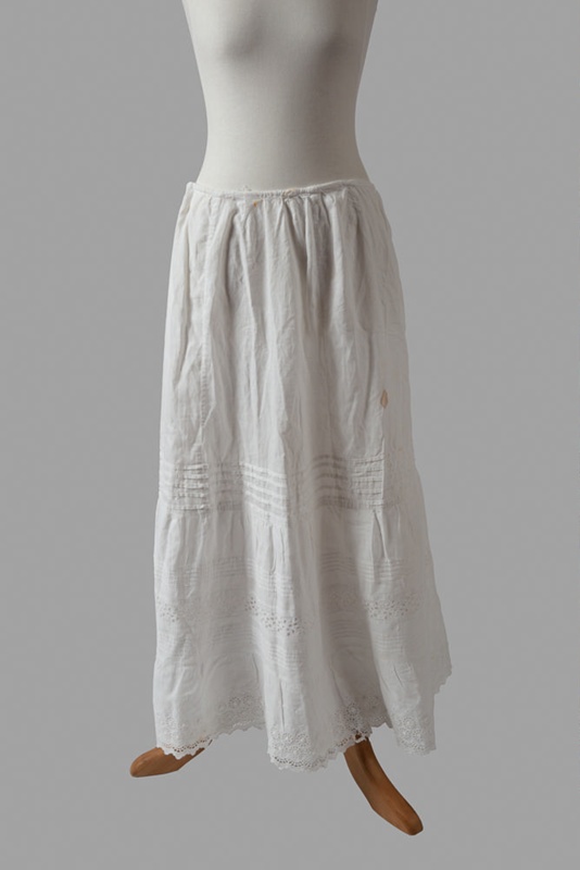 Petticoat, White Cotton with Broderie Anglaise Frill ; Unknown