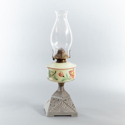 Lamp, Green Floral Oil; Edward Miller & Co; 1870-1920; WY.0000.1052