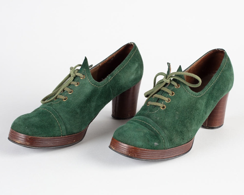 emerald green block heel shoes
