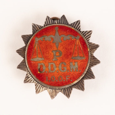Badge, Odd Fellows DDGM; Unknown manufacturer; Unknown; WY.2013.8.16