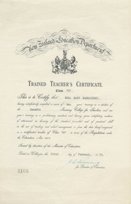Certificate, Dora McElhinney Teacher's Certificate; 01.02.1953; WY.0000.760