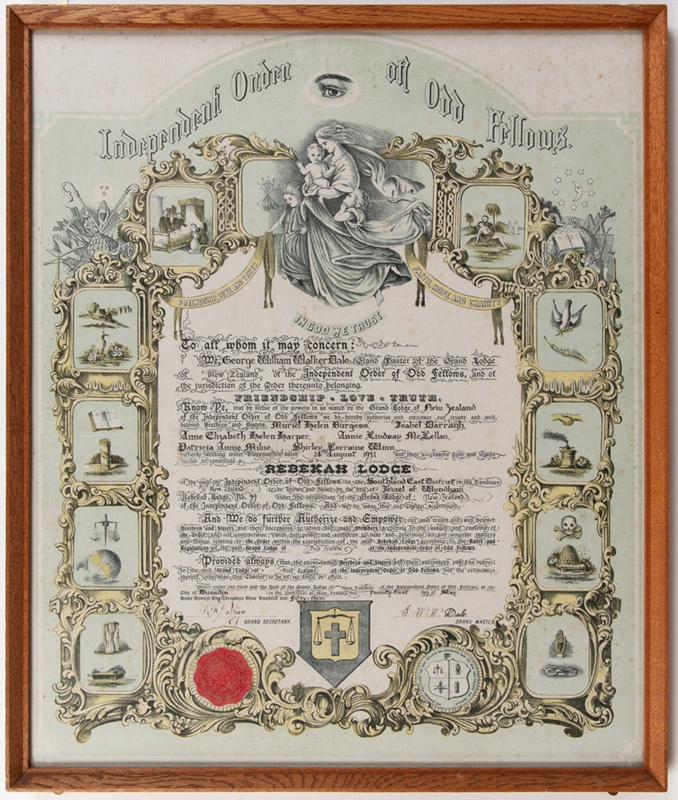 Poster, Framed Rebekah Lodge Independent Order of Odd Fellows; Unknown
